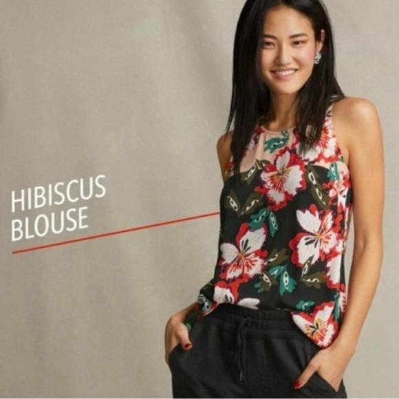 Cabi Hyacinth Hibiscus Floral Print Sleeveless Blouse Style #5542 Size Medium - Picture 7 of 12